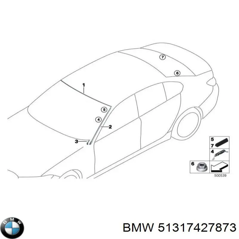 51317427873 BMW Moldura esquerda de pára-brisas