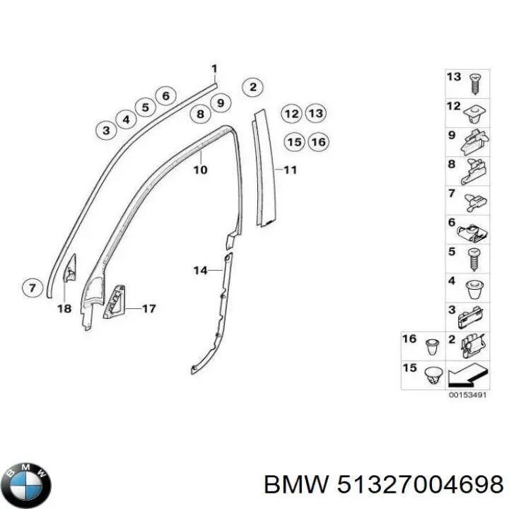 51327004698 BMW Cápsula (prendedor) de fixação do forro do pára-choque do pára-lama dianteiro