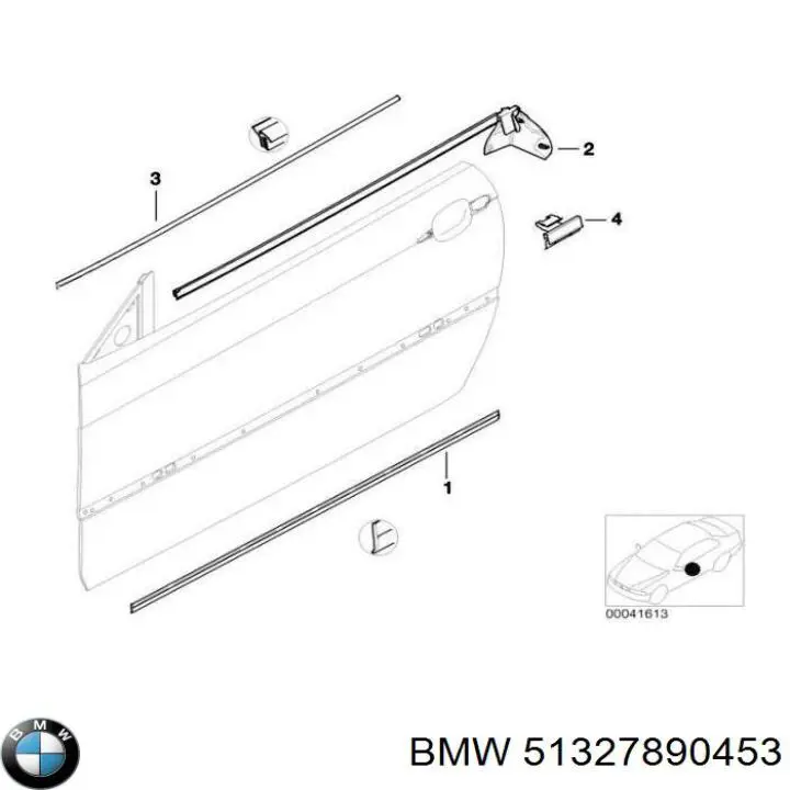 Moldura de vidro deslizante da porta traseira esquerda BMW 51327890453 preço, a partir de 176,15 USD