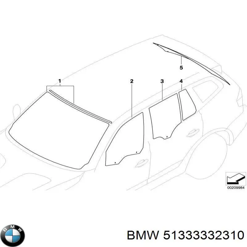 51333332310 BMW Vidro da porta dianteira direita