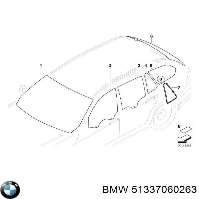 Vidro da porta dianteira esquerda BMW 51337060263 preço, a partir de 66,52 USD