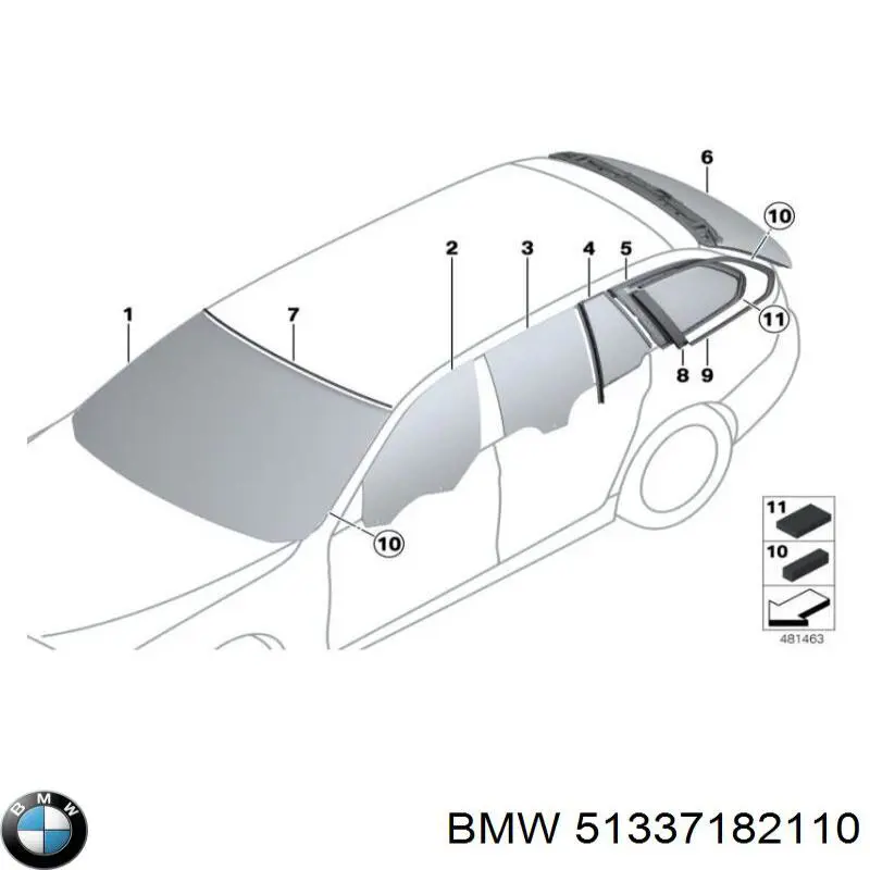 51337182110 BMW Vidro da porta dianteira direita