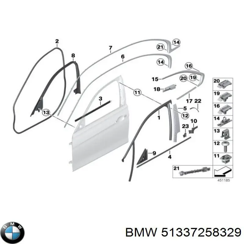 51337258329 BMW Compactador da porta dianteira (na carroçaria)