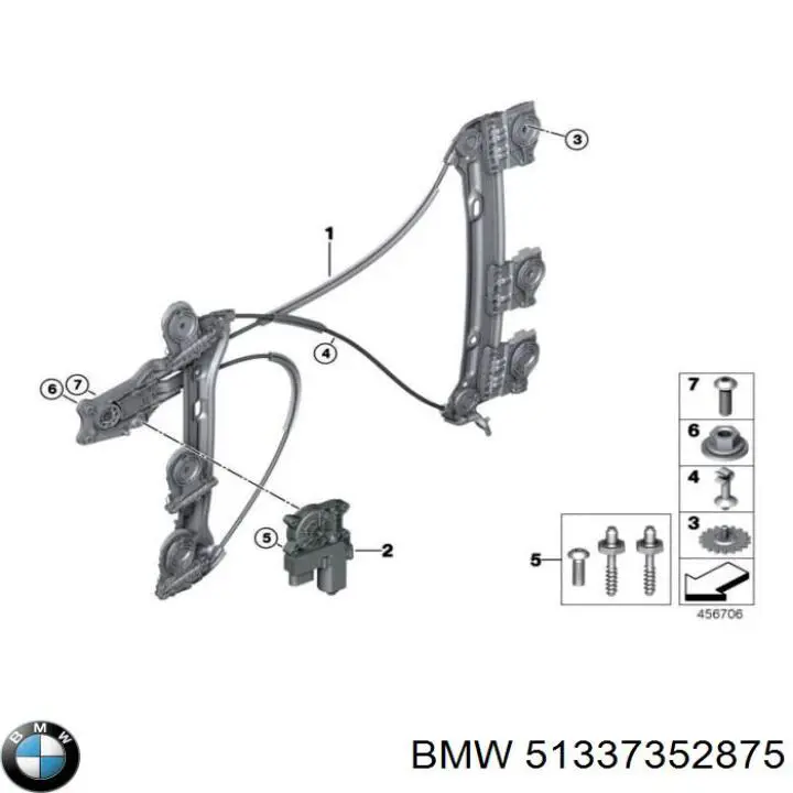 51337352875 BMW Mecanismo de acionamento de vidro da porta dianteira esquerda