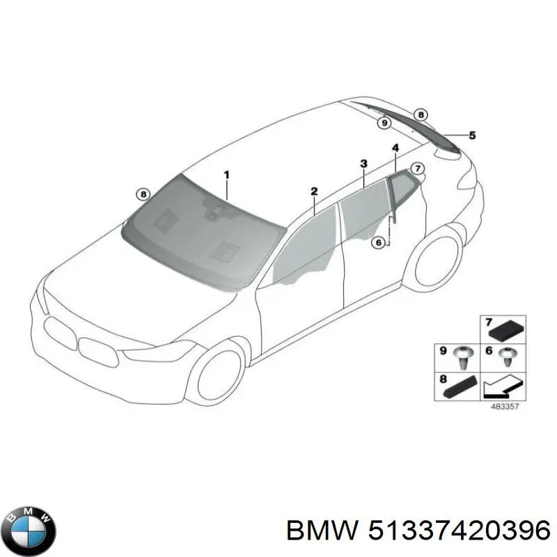51337420396 BMW Vidro da porta dianteira direita