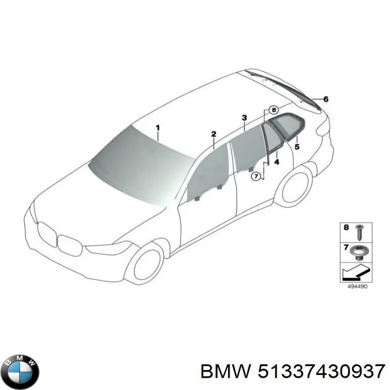 51337430937 BMW Vidro da porta dianteira esquerda