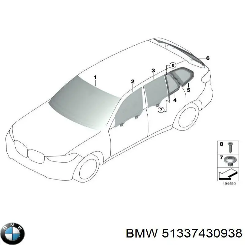 51337430938 BMW Vidro da porta dianteira direita