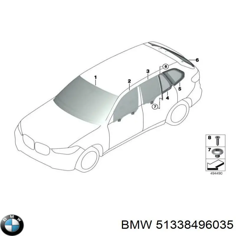 51338496035 BMW Vidro da porta dianteira esquerda