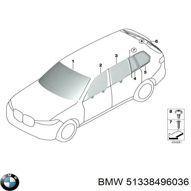 51338496036 BMW Vidro da porta dianteira direita