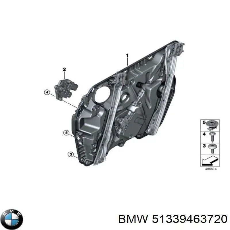 51339463720 BMW Mecanismo de acionamento de vidro da porta dianteira direita