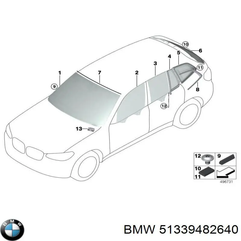 51339482640 BMW Vidro da porta dianteira direita
