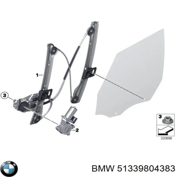 51339804383 BMW Motor de acionamento de vidro da porta dianteira esquerda