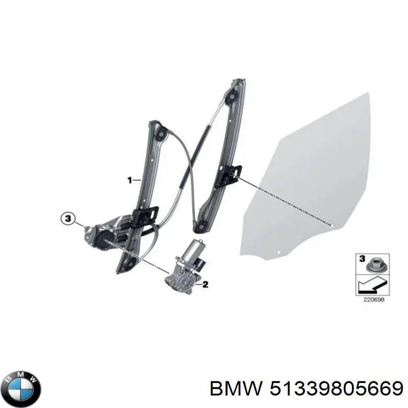 51339805669 BMW Mecanismo de acionamento de vidro da porta dianteira esquerda