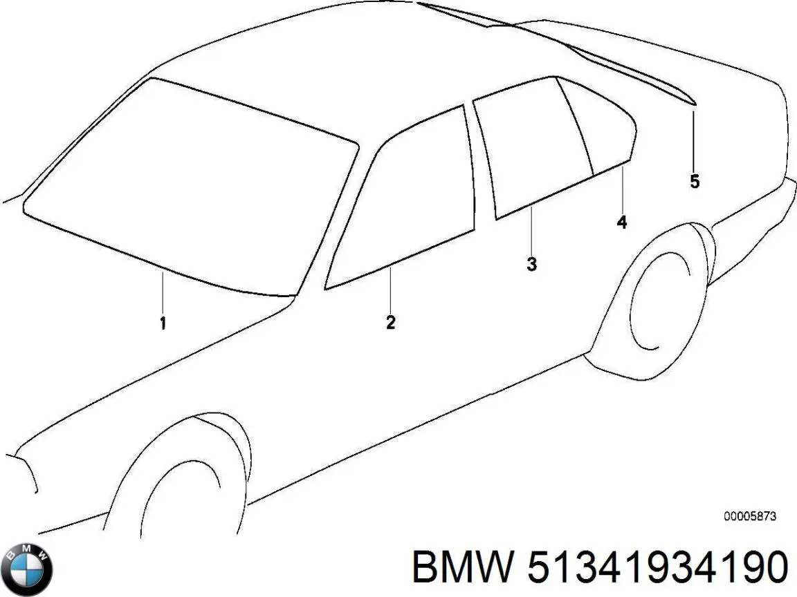 51341934190 BMW Vidro de janelo da porta traseira direita