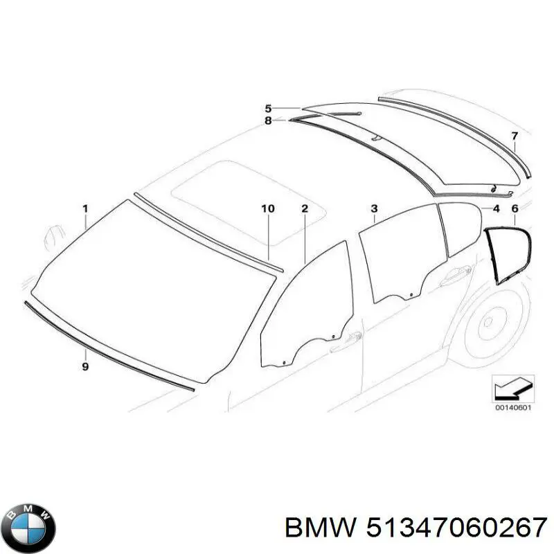 51347060267 BMW Vidro da porta traseira esquerda
