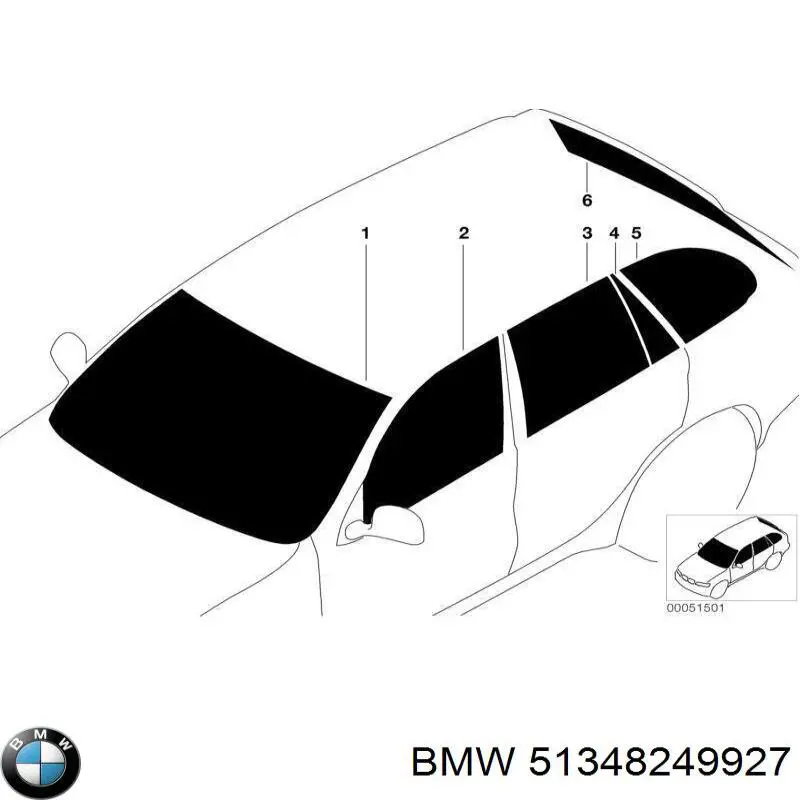 Vidro da porta traseira esquerda BMW 51348249927 preço, a partir de 129,33 USD