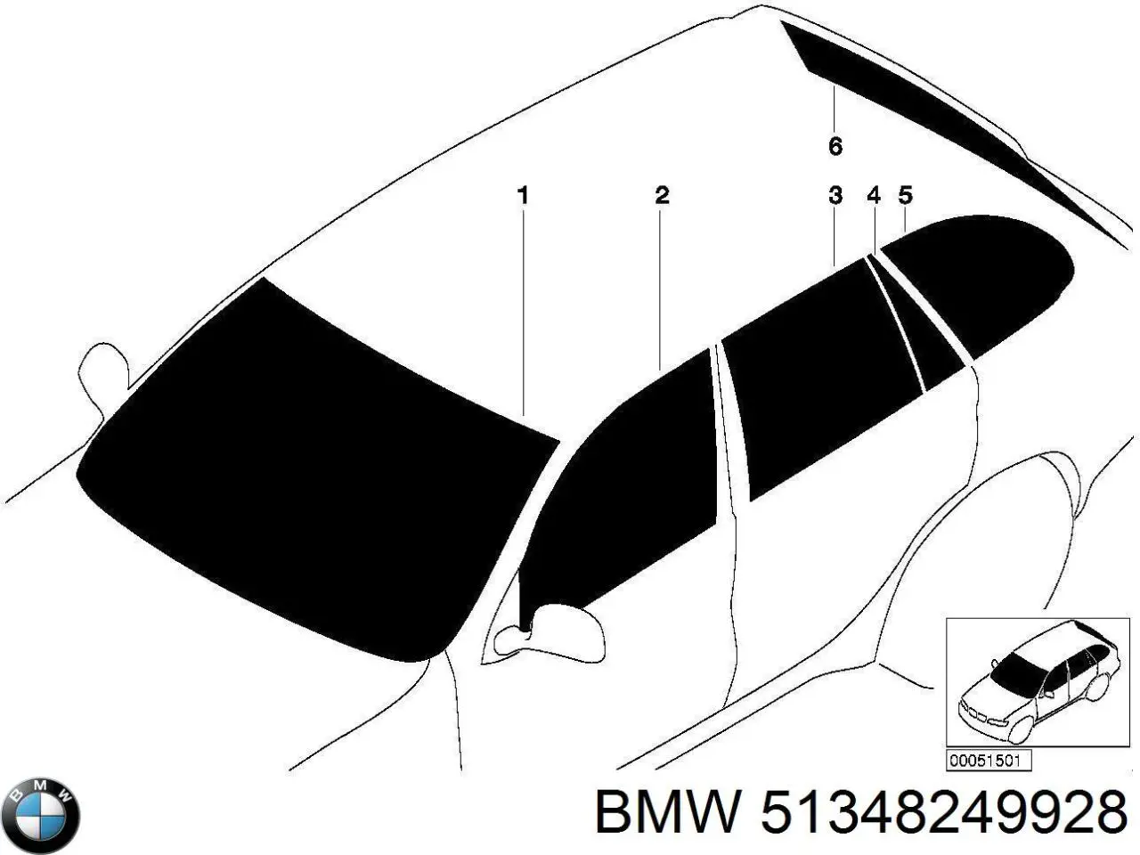 Vidro da porta traseira direita BMW 51348249928 preço, a partir de 147,32 USD