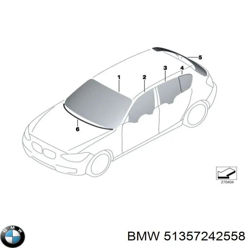 51357242558 BMW Vidro da porta traseira direita