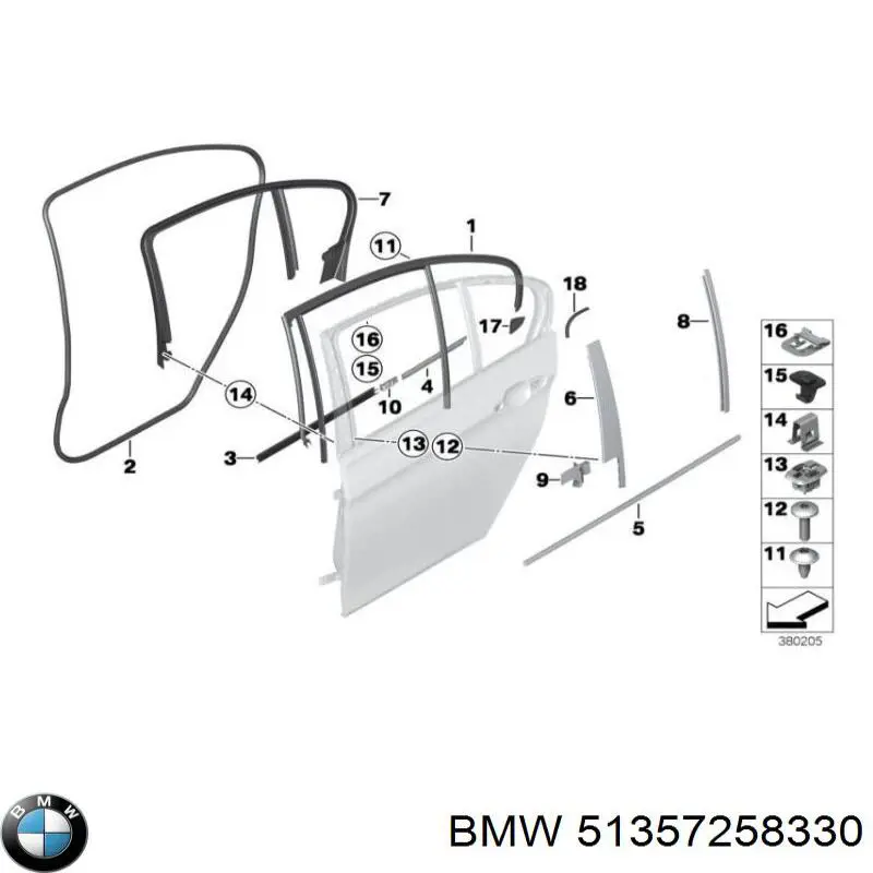 51357258330 BMW Compactador da porta traseira (na carroçaria)