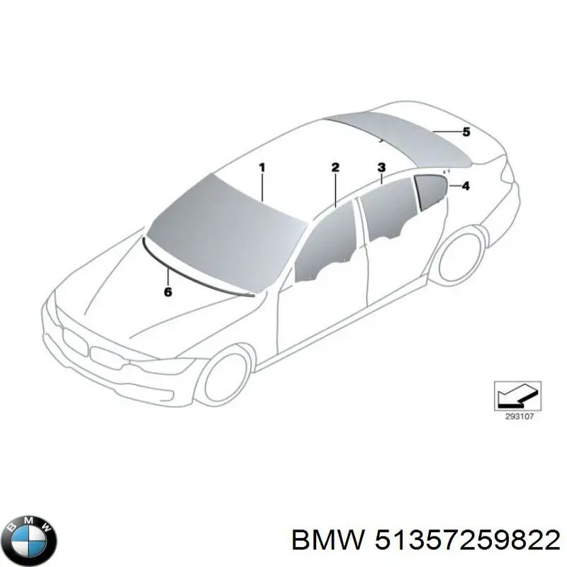 51357259822 BMW Vidro da porta traseira direita