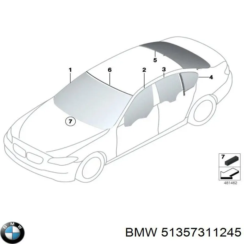 51357311245 BMW Vidro de janelo da porta traseira esquerda
