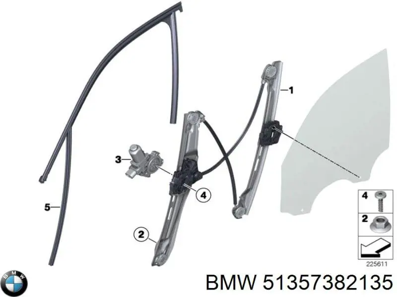 Mecanismo de acionamento de vidro da porta dianteira esquerda BMW 51357382135 preço, a partir de 182,17 USD