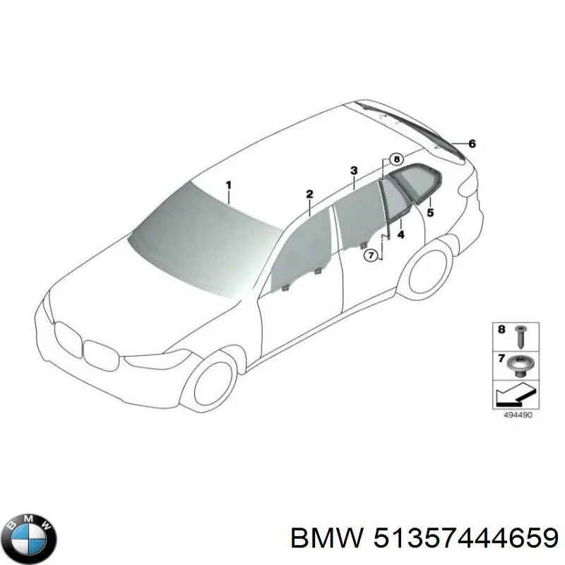 51357444659 BMW Vidro da porta traseira esquerda
