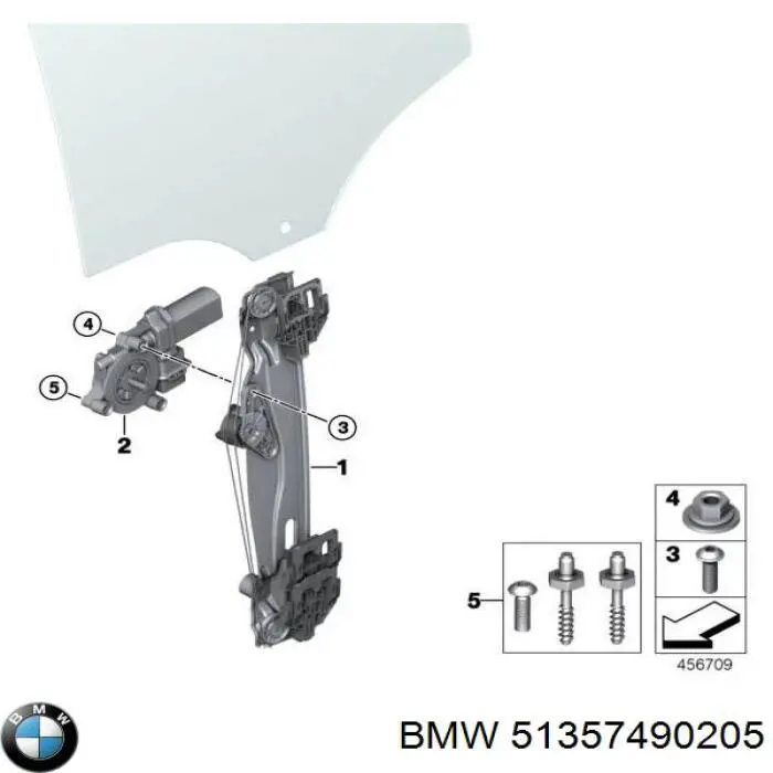 132624 BMW Mecanismo de acionamento de vidro da porta traseira esquerda