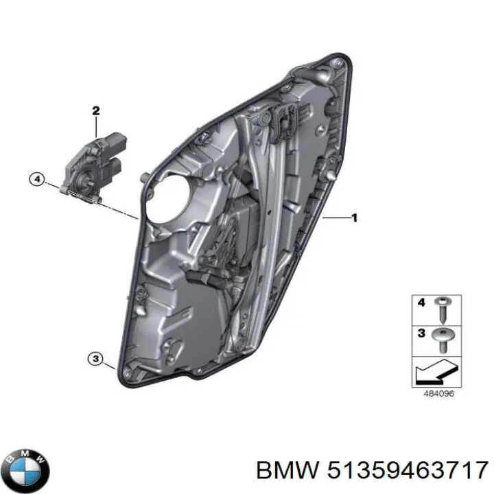 51359463717 BMW Mecanismo de acionamento de vidro da porta traseira esquerda