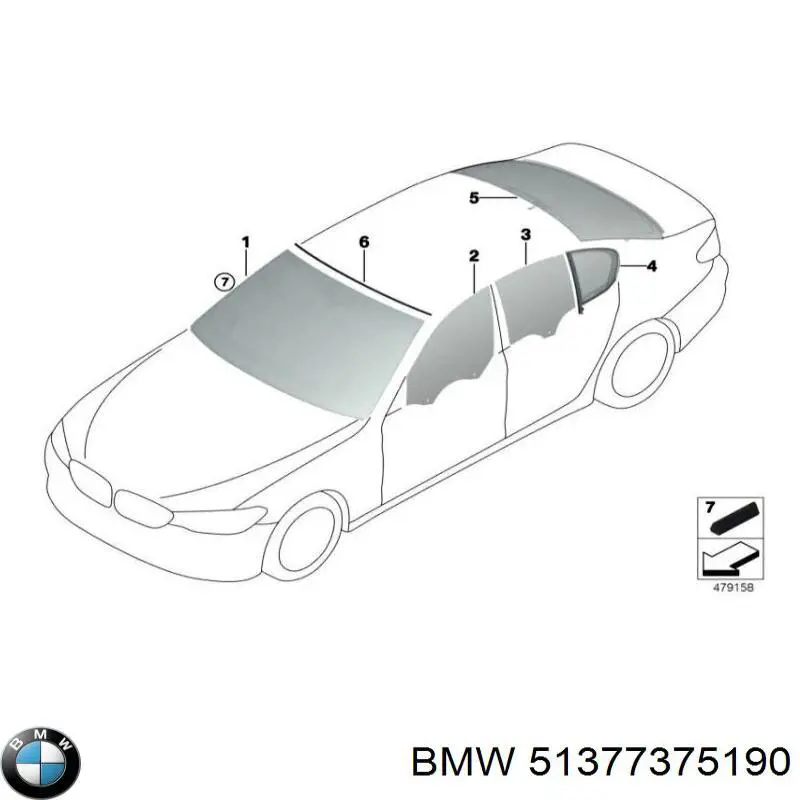 51377375190 BMW Vidro da porta traseira direita