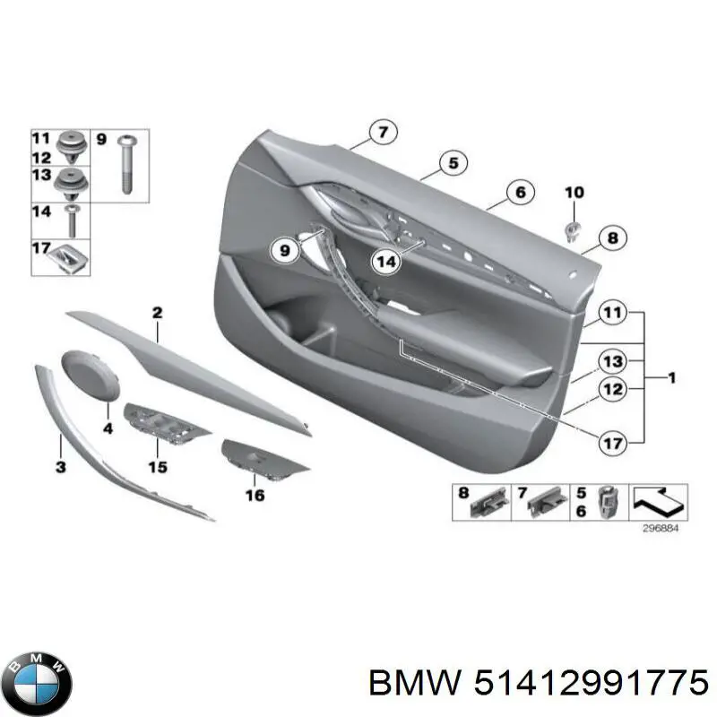 51412991775 BMW Cobrimento de maçaneta interna da porta dianteira esquerda