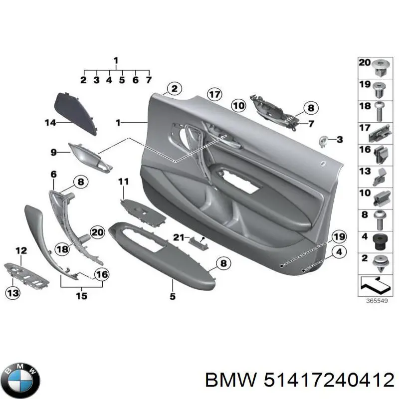 Compre 51417240412 BMW Maçaneta interna dianteira/traseira da porta direita
