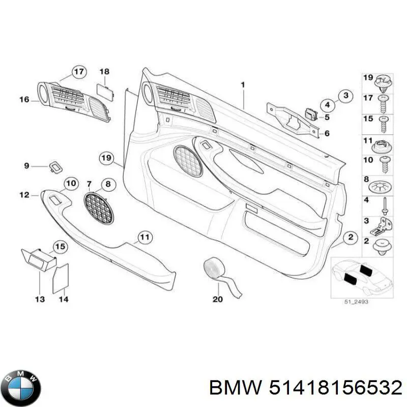 Compre 51418156532 BMW Maçaneta interna da porta dianteira