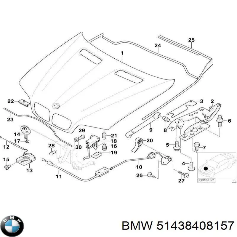 Puxador de abertura da capota BMW 51438408157 preço, a partir de 32,11 USD