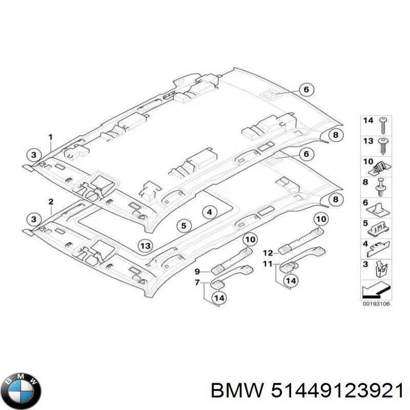 51449123921 BMW Revestimento do teto