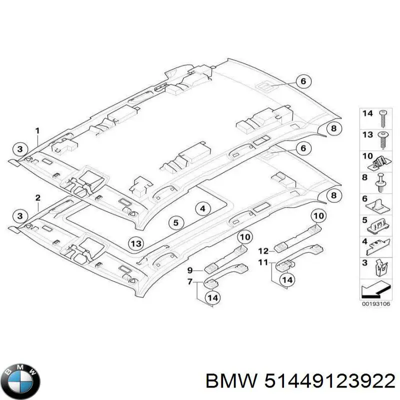 51449123922 BMW Revestimento do teto
