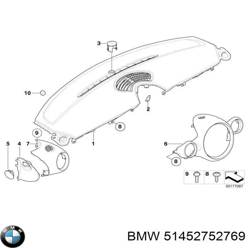 51452752769 BMW Painel dianteiro de salão "painel de instrumentos", parte superior