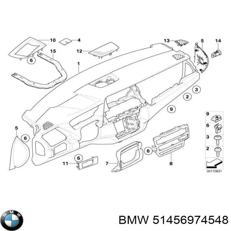 51456974548 BMW Painel de salão dianteira do "painel de instrumentos"