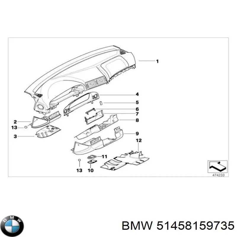 Cobrimento de painel de instrumentos BMW 51458159735 preço, a partir de 47,67 USD