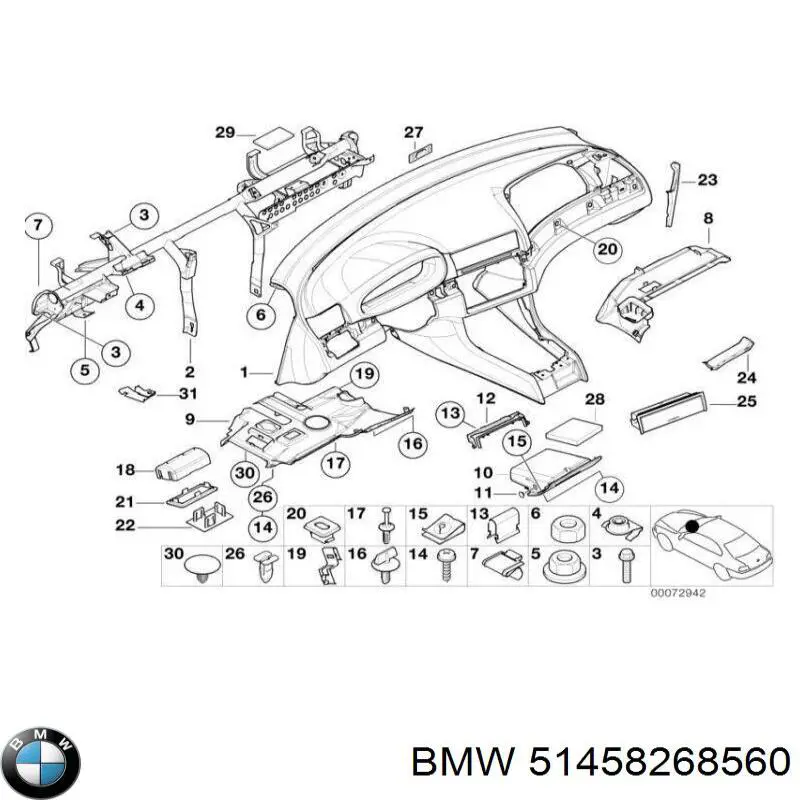 Porca cativa para parafuso auto-roscante BMW 51458268560 preço, a partir de 2,04 USD