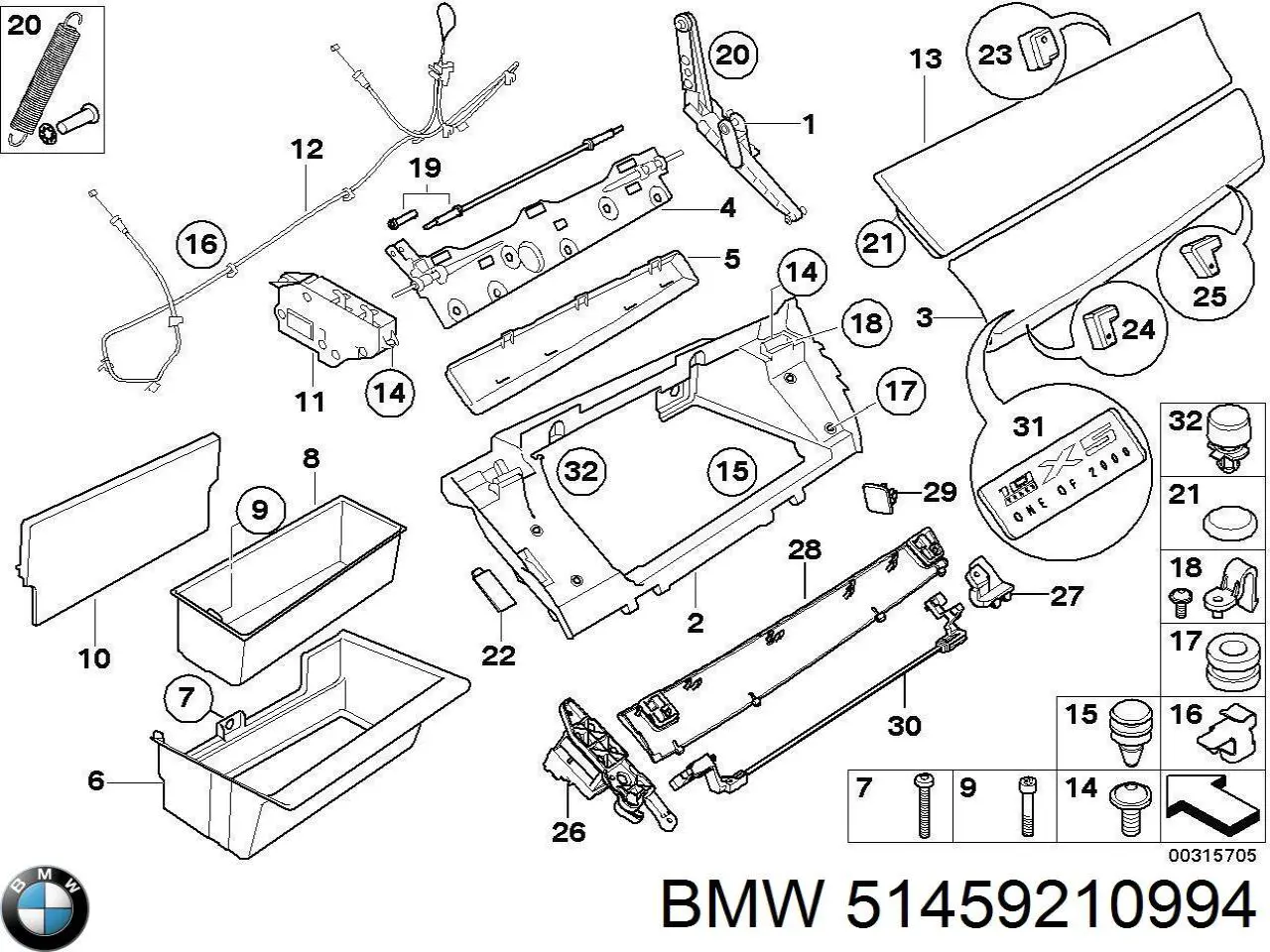 Tampa da caixa para luvas (porta-luvas) para BMW X5  E70