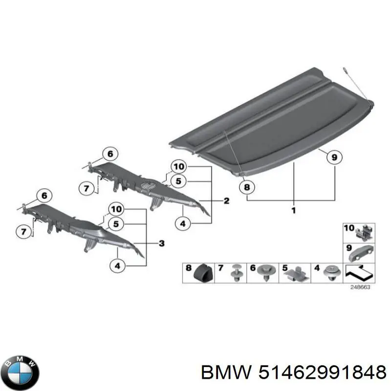 51462991848 BMW Prateleira de salão traseira