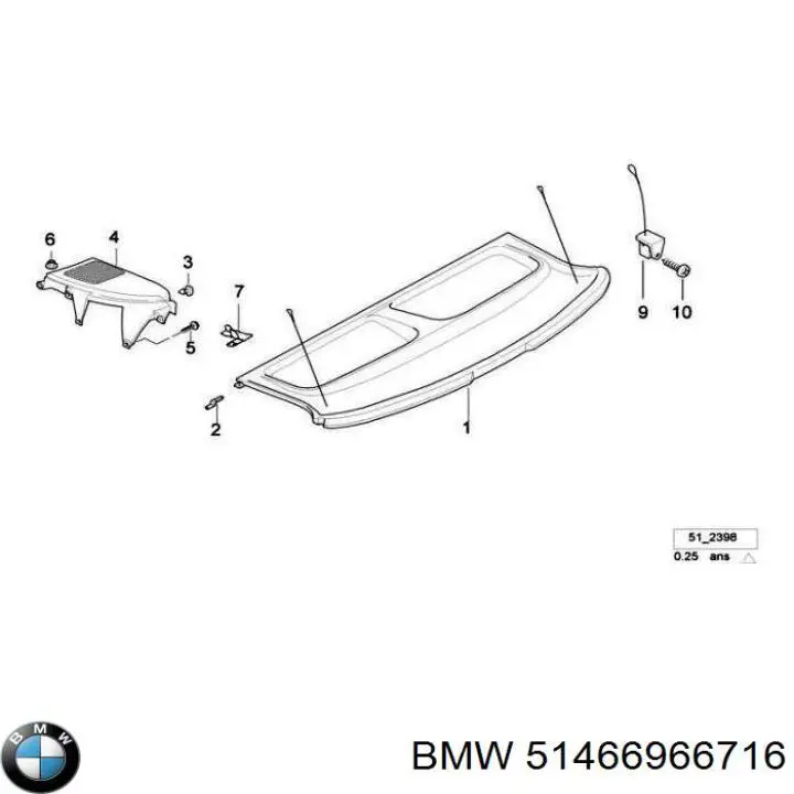 51466966716 BMW Prateleira de salão traseira