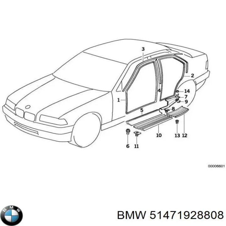 51471928808 BMW Cápsula (prendedor) de fixação de placas sobrepostas do acesso