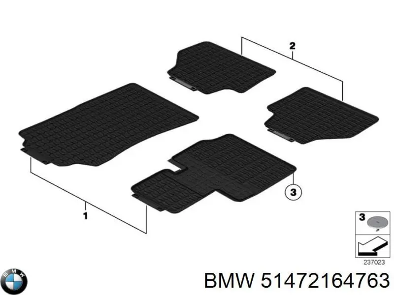 51472164763 BMW Tapete dianteiro, kit de 2 un.