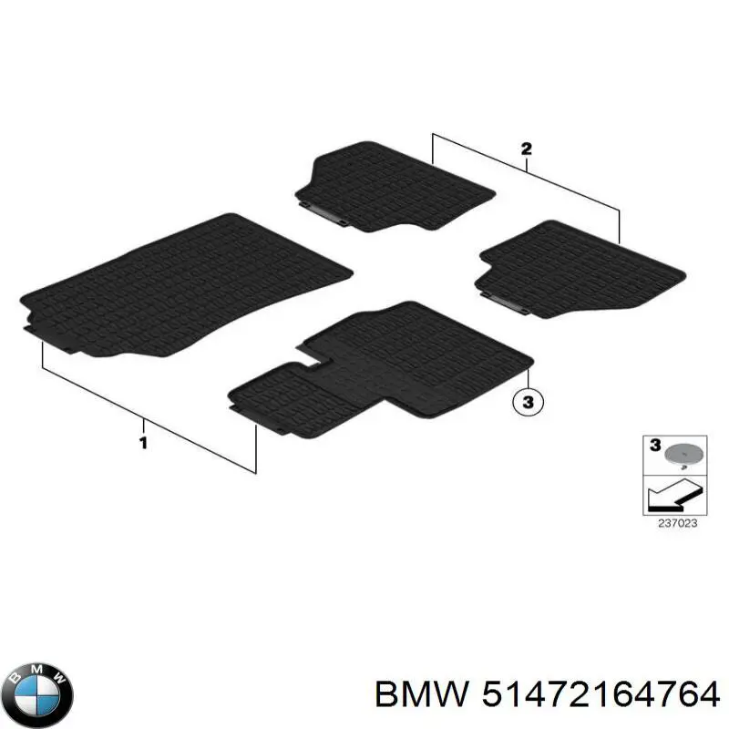 51472164764 BMW Tapete traseiro, kit de 2 un.