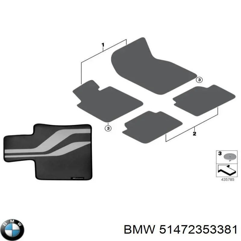 Tapete dianteiro, kit de 2 un. BMW 51472353381 preço, a partir de 249,85 USD