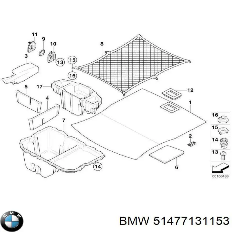 Malha da seção de bagagem BMW 51477131153 preço, a partir de 92,34 USD