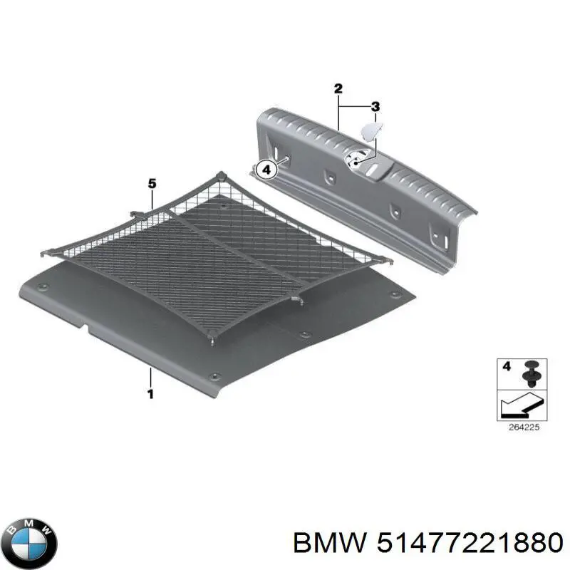 51477221880 BMW Cobrimento da seção de bagagem inferior