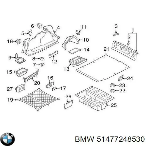 Malha da seção de bagagem 7248530 BMW
